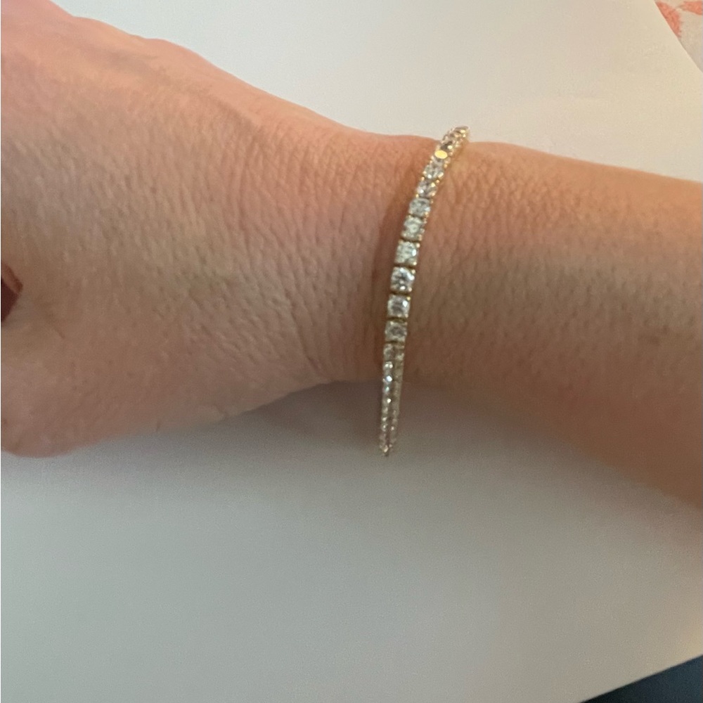 Diamonique 14kt solid yellow gold tennis bracelet